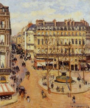 Camille Pissarro Werk - Rue Saint Honore Morgensonneneffekt Place du Theatre Francais 1898