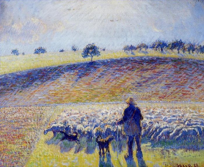 Camille Pissarro Ölgemälde - Hirte und Schafe 1888