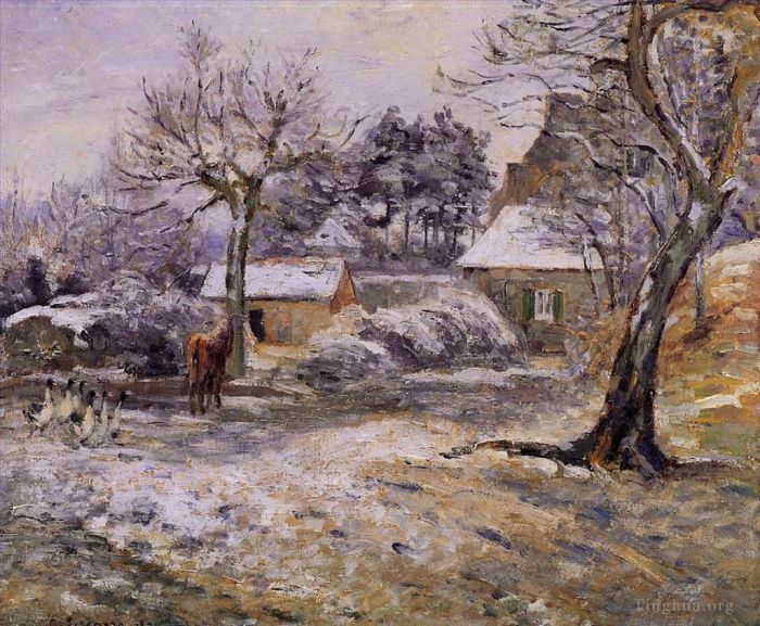Camille Pissarro Ölgemälde - Schnee in Montfoucault 1874
