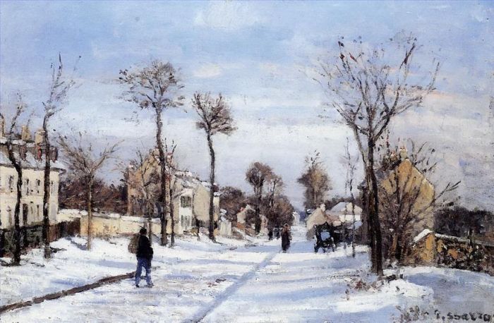 Camille Pissarro Ölgemälde - Straße im Schnee Louveciennes