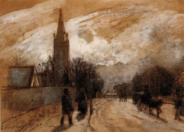 Camille Pissarro Ölgemälde - Studie für die Allerheiligenkirche Upper Norwood 1871