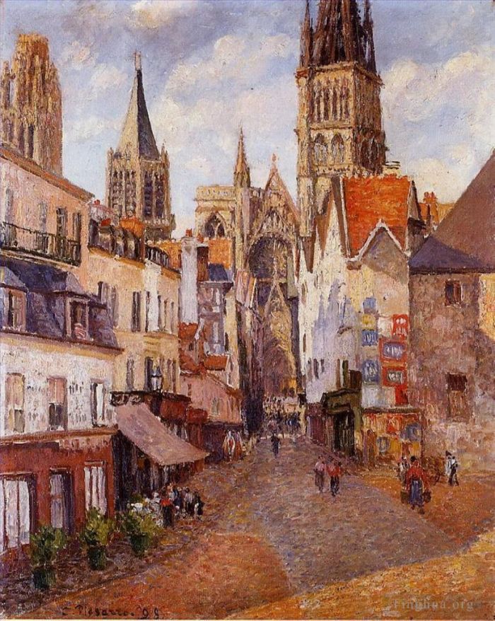 Camille Pissarro Ölgemälde - Sonnenlichtnachmittag la rue de l'epicerie rouen 1898