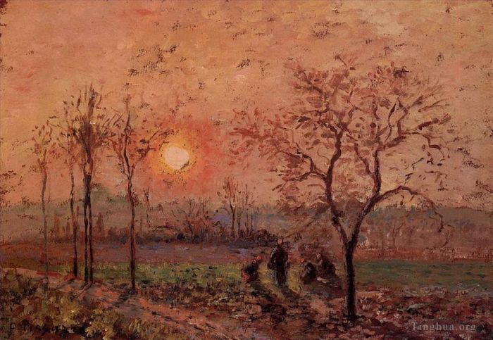 Camille Pissarro Ölgemälde - Sonnenuntergang 1872