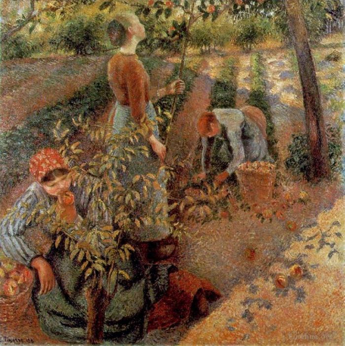 Camille Pissarro Ölgemälde - Die Apfelpflücker 1886