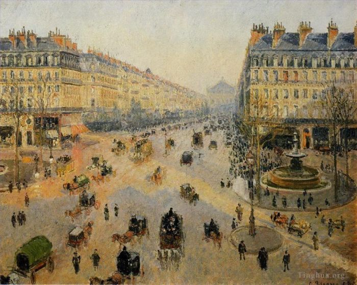 Camille Pissarro Ölgemälde - Die Avenue de l Opera Paris Sonnenlicht Wintermorgen
