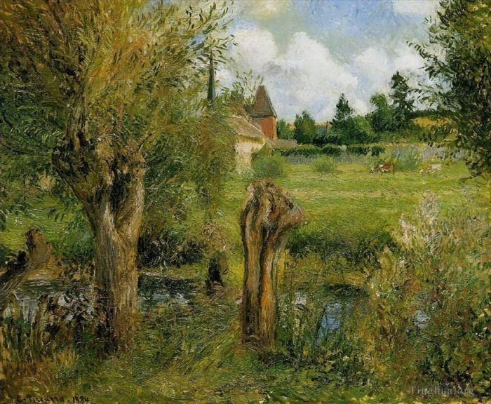 Camille Pissarro Ölgemälde - Die Ufer der Epte in Eragny 1884