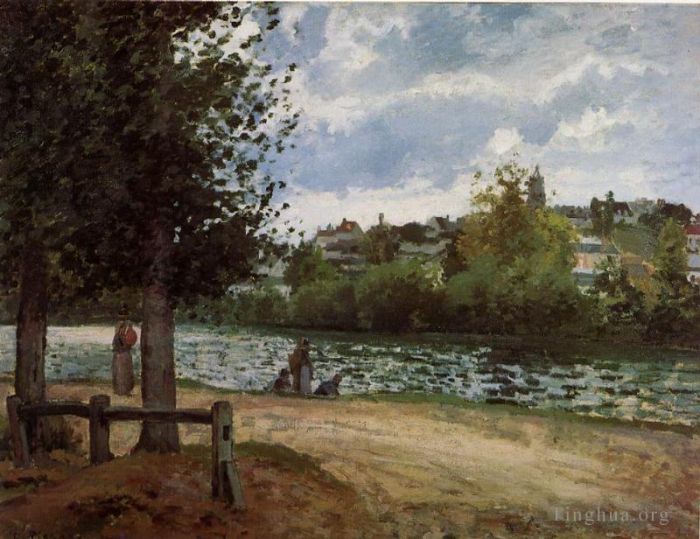 Camille Pissarro Ölgemälde - Die Ufer der Oise bei Pontoise 1870