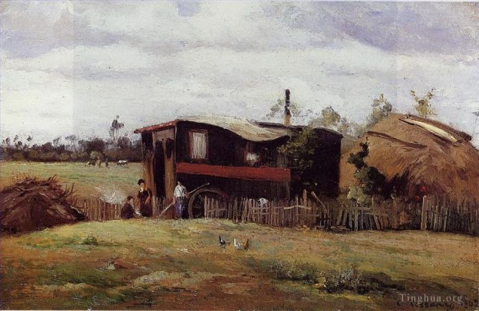 Camille Pissarro Ölgemälde - Der böhmische Wagen 1862