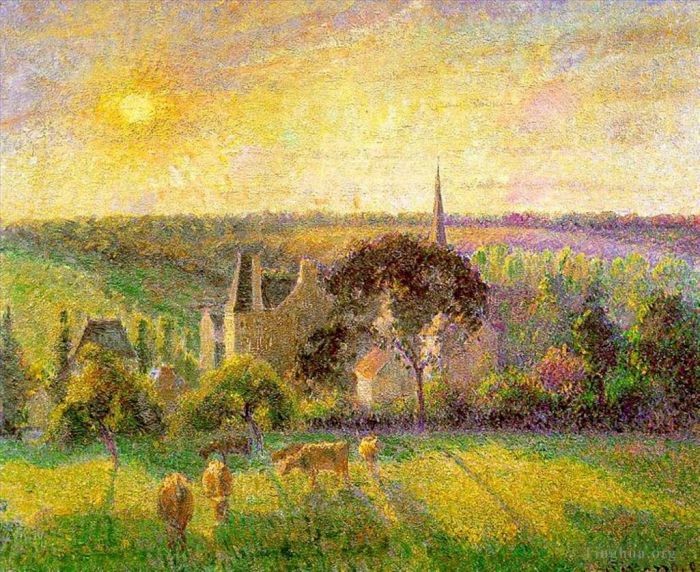 Camille Pissarro Ölgemälde - Die Kirche und der Bauernhof von Eragny 1895