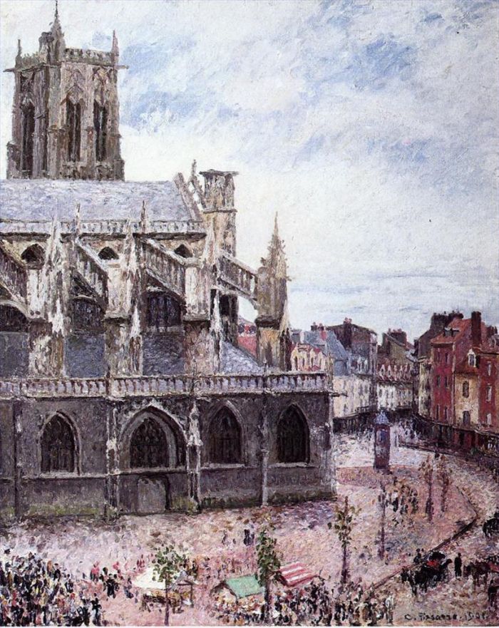 Camille Pissarro Ölgemälde - Die Kirche von Saint Jacues Dieppe regnerisches Wetter 1901