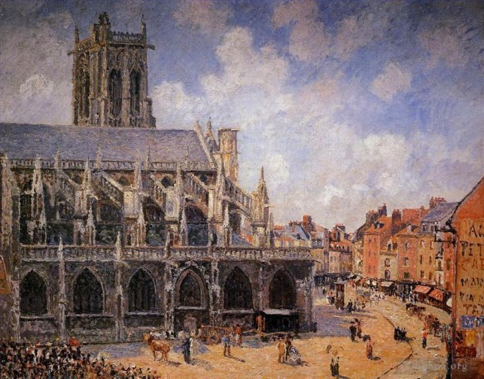 Camille Pissarro Ölgemälde - Die Kirche St. Jacques in Dieppe Morgensonne 1901
