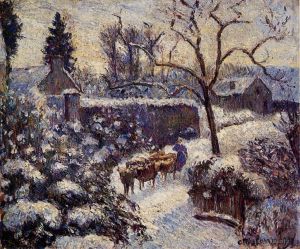 Camille Pissarro Werk - Die Wirkung von Schnee in Montfoucault 1891