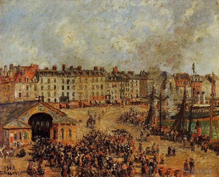 Camille Pissarro Ölgemälde - Der Fischmarkt Dieppe 1902