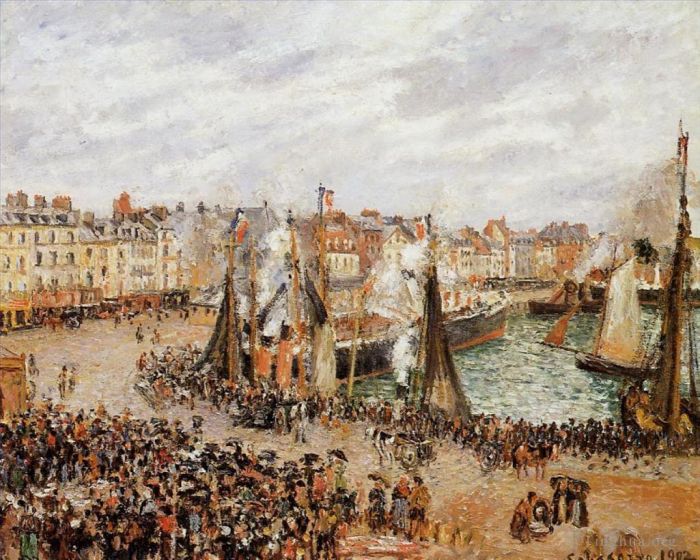 Camille Pissarro Ölgemälde - Der Fischmarkt in Dieppe, grauer Wettermorgen 1902
