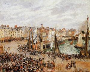 Camille Pissarro Werk - Der Fischmarkt in Dieppe, grauer Wettermorgen 1902