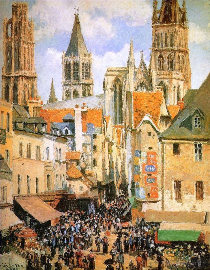 Camille Pissarro Ölgemälde - Der alte Markt in Rouen