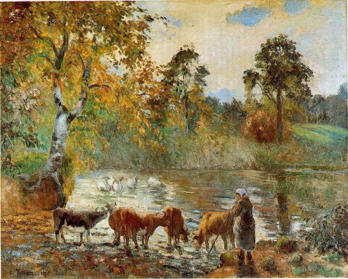 Camille Pissarro Ölgemälde - Der Teich in Montfoucault 1875