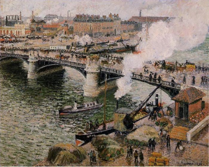 Camille Pissarro Ölgemälde - Die Pont Boieldieu Rouen feuchtes Wetter 1896