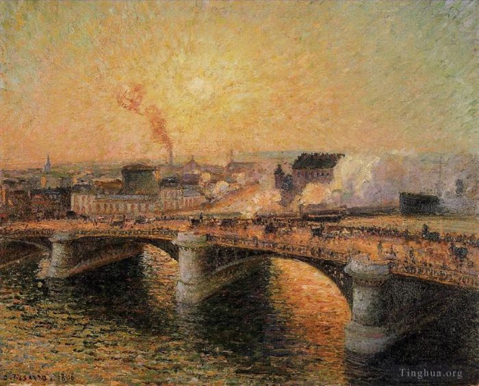 Camille Pissarro Ölgemälde - Der Pont Boieldieu Rouen Sonnenuntergang 1896