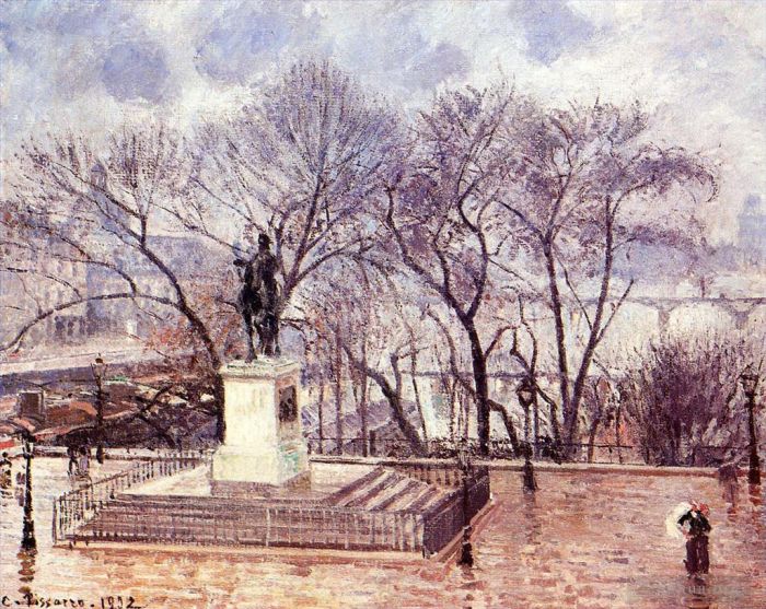 Camille Pissarro Ölgemälde - Die erhöhte Terrasse des Pont Neuf Place Henri IV Nachmittagsregen 1902