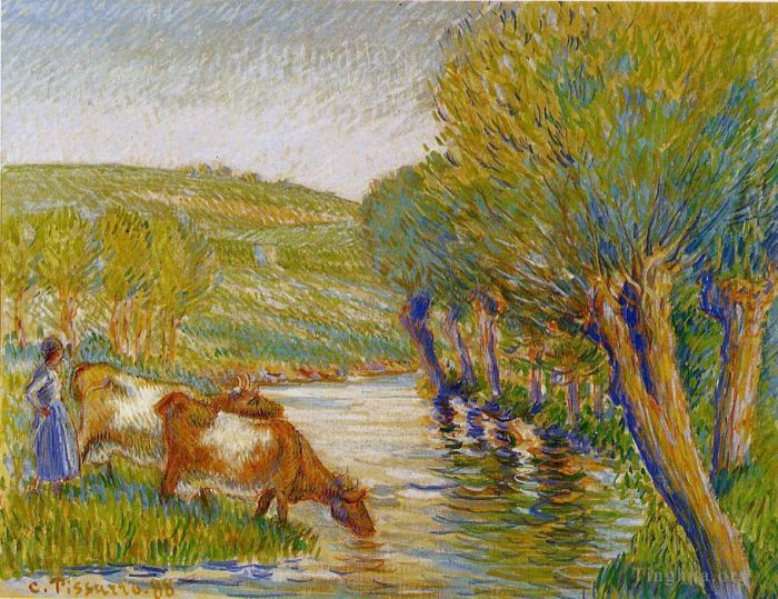 Camille Pissarro Ölgemälde - Der Fluss und die Weiden Eragny 1888
