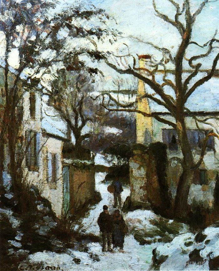 Camille Pissarro Ölgemälde - Der Weg zur Einsiedelei im Schnee