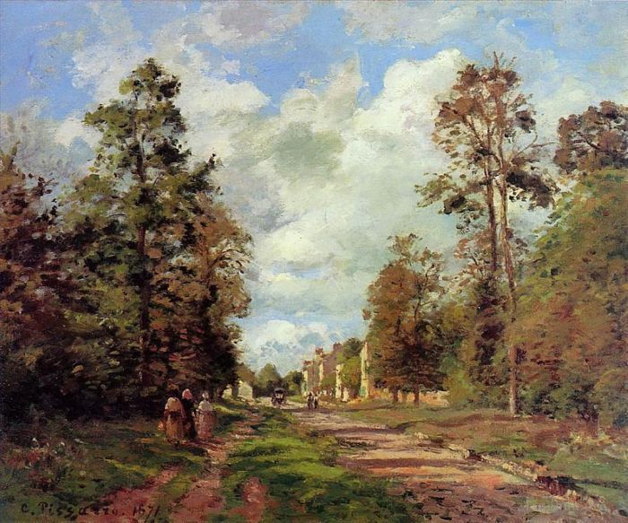 Camille Pissarro Ölgemälde - Die Straße nach Louveciennes am Rande des Waldes 1871