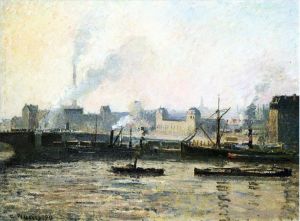 Camille Pissarro Werk - Die Saint-Sever-Brücke bei Rouen-Nebel 1896