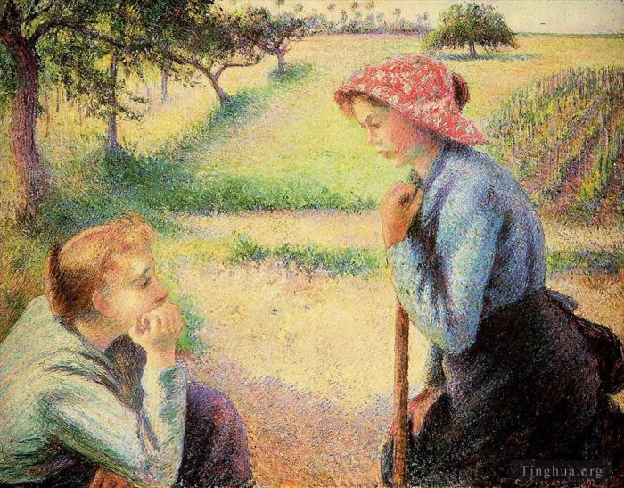 Camille Pissarro Ölgemälde - Das Gespräch 1892