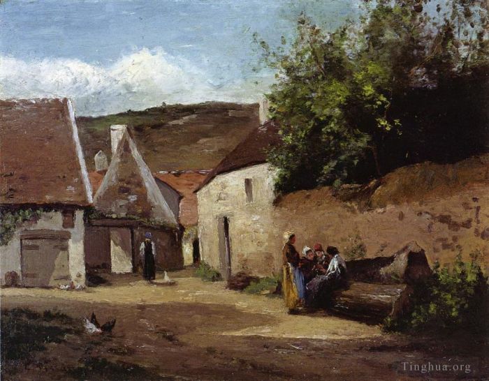 Camille Pissarro Ölgemälde - Dorfecke 1861