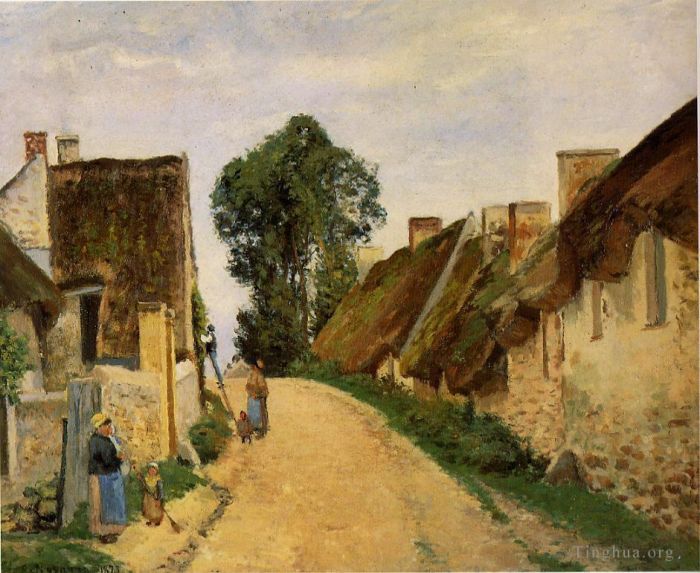 Camille Pissarro Ölgemälde - Dorfstraße Auvers sur Oise 1873