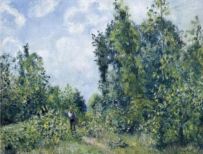 Camille Pissarro Ölgemälde - Wanderer am Wald 1887