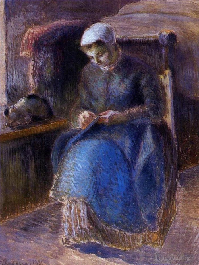 Camille Pissarro Ölgemälde - Frau näht 1881