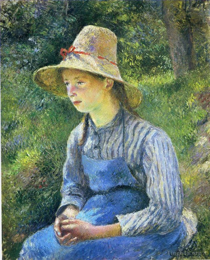 Camille Pissarro Ölgemälde - Junges Bauernmädchen mit Hut 1881