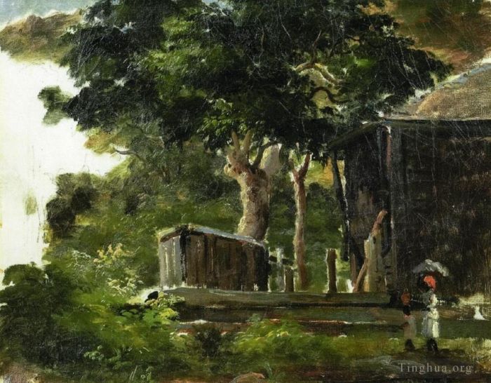 Camille Pissarro Andere Malerei - Landschaft mit Haus im Wald auf den Saint-Thomas-Antillen