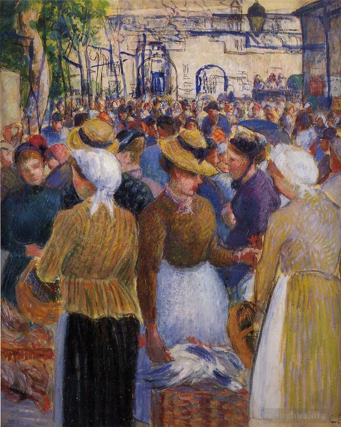 Camille Pissarro Andere Malerei - Geflügelmarkt in Gisors 1889