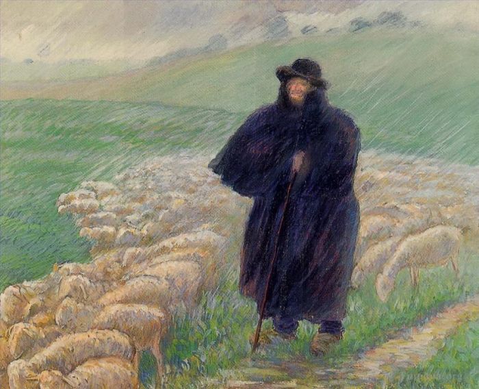 Camille Pissarro Andere Malerei - Hirte im Regenguss 1889