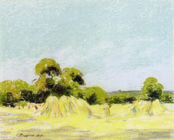 Camille Pissarro Andere Malerei - Studie für die Ernte in Montfoucault 1879