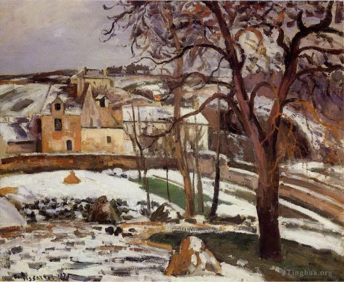 Camille Pissarro Andere Malerei - Die Wirkung von Schnee in der Hermitage Pontoise 1875