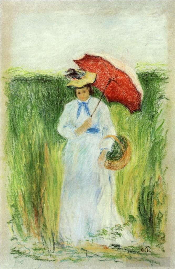 Camille Pissarro Andere Malerei - Junge Frau mit Regenschirm