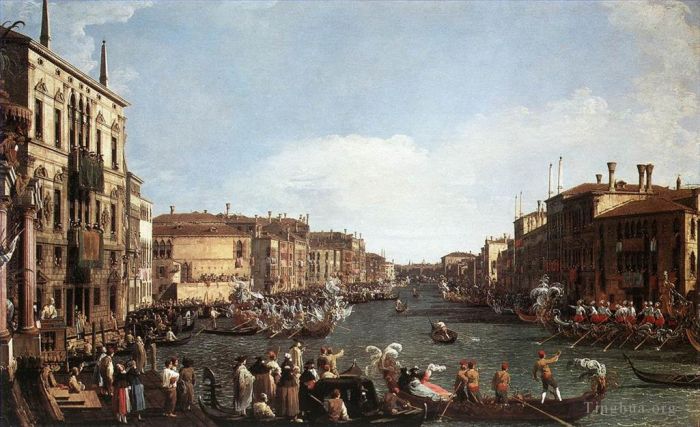 Canaletto Ölgemälde - Eine Regatta auf dem Canal Grande im venezianischen Venedig