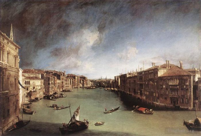 Canaletto Ölgemälde - CANALETTO Canal Grande mit Blick nach Nordosten vom Palazo Balbi in Richtung Rial zur Brücke