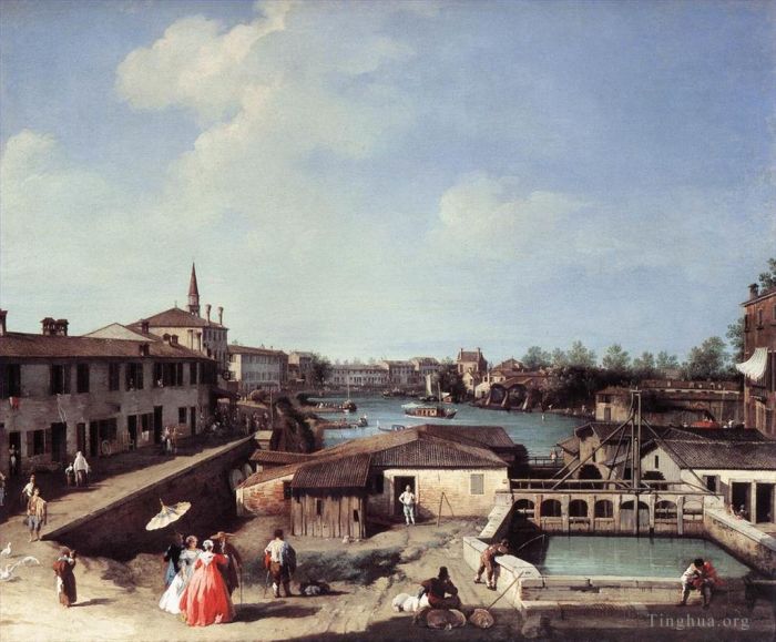 Canaletto Ölgemälde - Dolo an der Brenta, venezianisches Venedig
