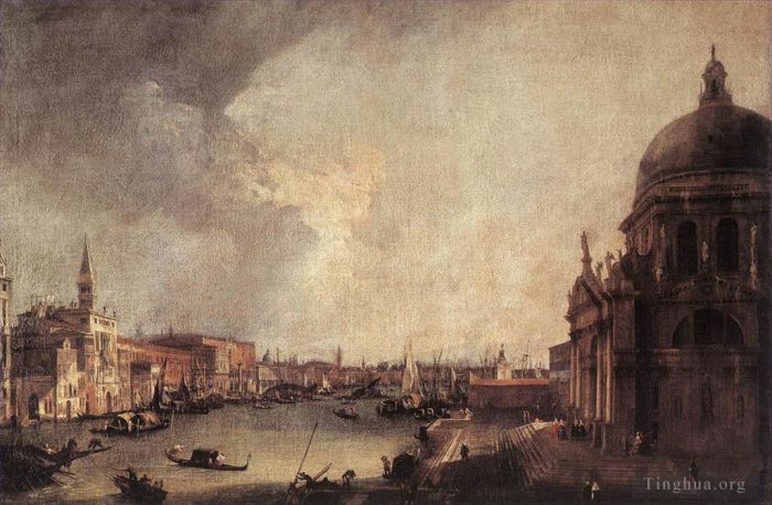 Canaletto Ölgemälde - Eingang zum Canal Grande mit Blick nach Osten
