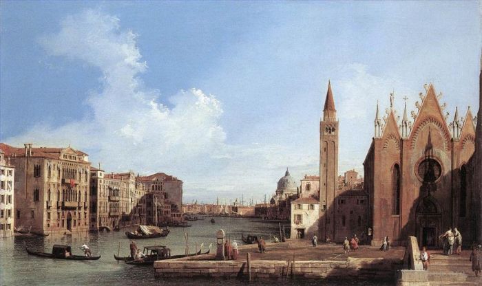Canaletto Ölgemälde - Canal Grande von Santa Maria Della Carita bis zum Bacino di San Marco
