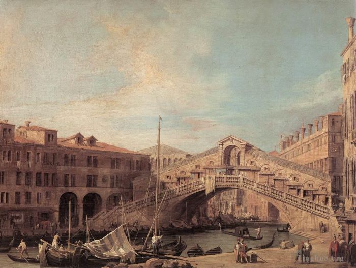 Canaletto Ölgemälde - Canal Grande Die Rialtobrücke aus dem Süden