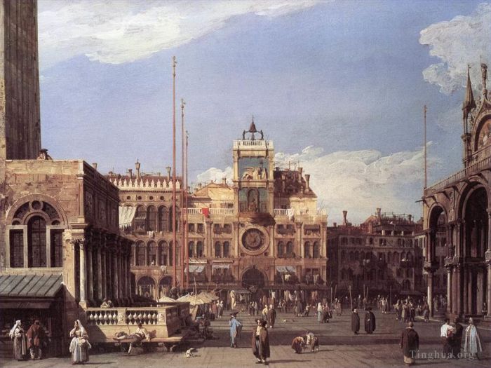 Canaletto Ölgemälde - Piazza San Marco Der Uhrturm