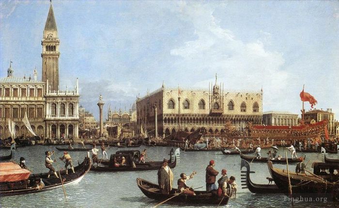 Canaletto Ölgemälde - Rückkehr des Bucentoro zum Molo am Himmelfahrtstag