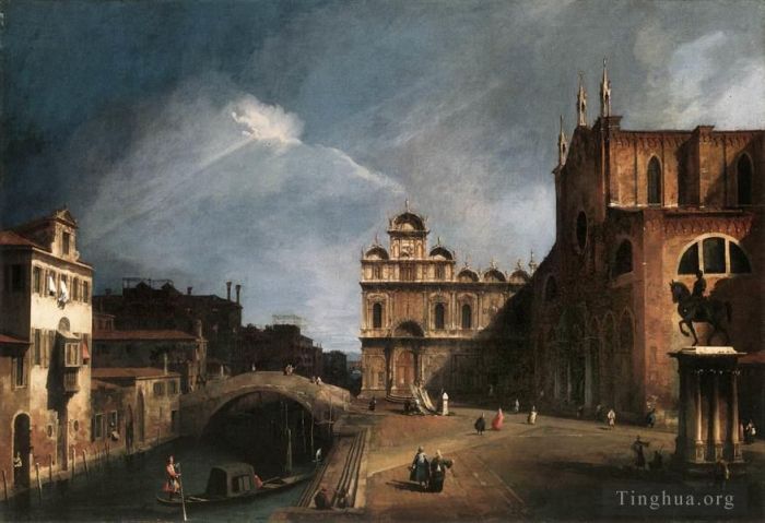 Canaletto Ölgemälde - Santi Giovanni und Paolo und die Scuola Di San Marco 1726