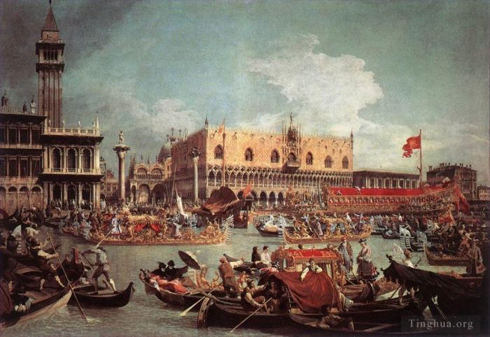 Canaletto Ölgemälde - Der Bucintoro kehrt am Himmelfahrtstag zum Molo zurück